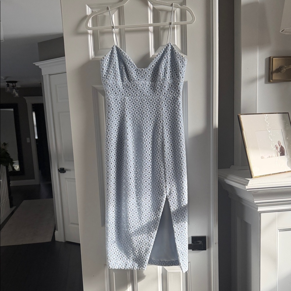 NICHOLAS  Light Blue Geometric Dress